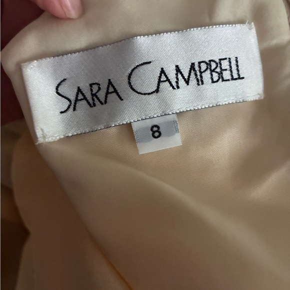 SARA CAMPBELL sleeveless wiggle sheath dress sz 8 buttery gold bow accent EUC - Picture 4 of 11